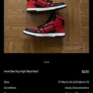 AMIRI Skel Top High Sneakers in Black and Red